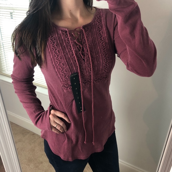 Lucky Brand Tops - {NEW} Lucky Brand Lace Up Thermal Top